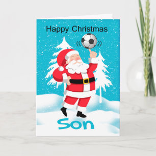 Het Voetbal van de zoon/de Groet van Kerstmis van Feestdagen Kaart