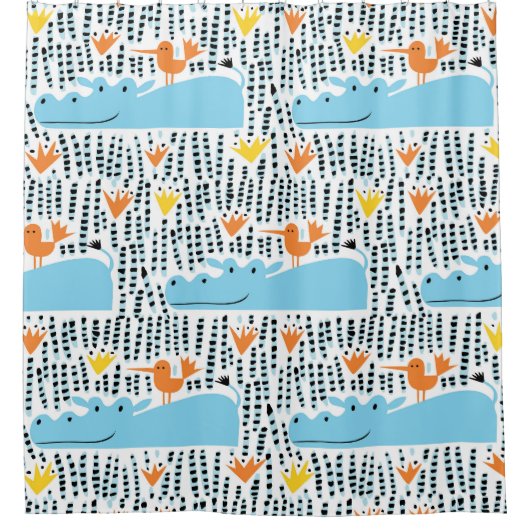 Het vogelmeer van Hippos: . Douchegordijn (Voorkant)