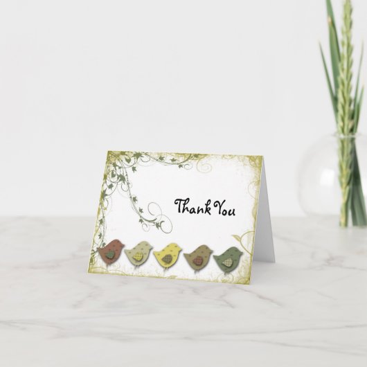 Het vogeltje dankt u kaardt bedankkaart (Voorkant)