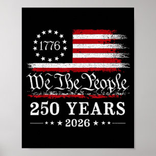 Het Volk 250 Jaar 1776 2026 Amerikaanse Vlag Poster