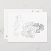Het Volwassen Kleurende Briefkaart van Sealife (Voorkant / Achterkant)