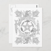 Het Volwassen Kleurende Briefkaart van Sealife (Voorkant / Achterkant)