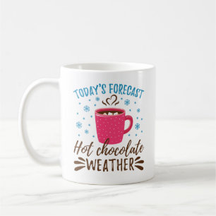 Het voorspelde warmgechocolade Weather van vandaag Koffiemok