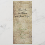 Het voorstel Groene Wedding Menu Kaart (Achterkant)