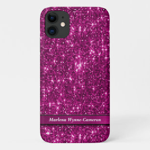 Het vormen "Disco Ball" Vivid Magenta roze Glitter iPhone 11 Hoesje