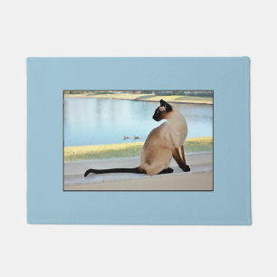 Het vreedzame Siamese Schilderen van de Kat Deurmat