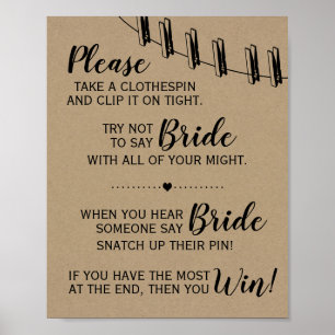 Het vrijgezellenfeest van het clothespin-spel is e poster