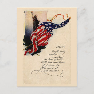 Het Vrijheidsbeeld en de Amerikaanse vlag Briefkaart