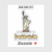 Het Vrijheidsbeeld van New York Minimalist Line Ar Sticker (Vel)