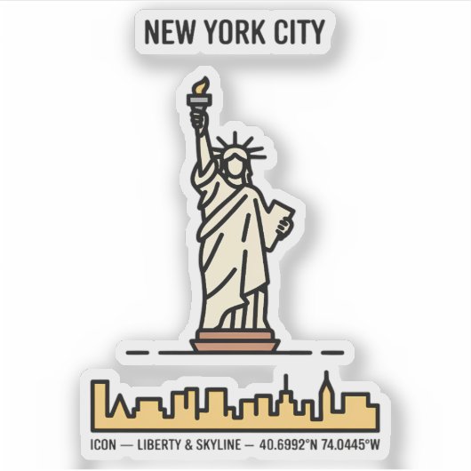 Het Vrijheidsbeeld van New York Minimalist Line Ar Sticker (Voorkant)