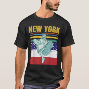 Het Vrijheidsbeeld van New York, vlag van de Veren T-shirt