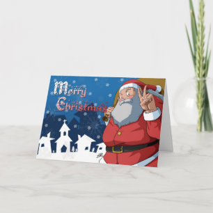Het vrolijke Teken van de Vrede van de Kerstman Feestdagen Kaart