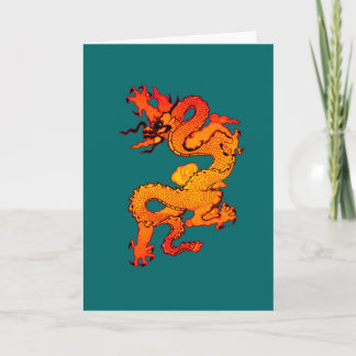 Het vurige Rode en Oranje Art. van de Draak Feestdagen Kaart