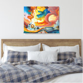 Het vuur sloeg waterbeetje canvas afdruk (Insitu (Slaapkamer))