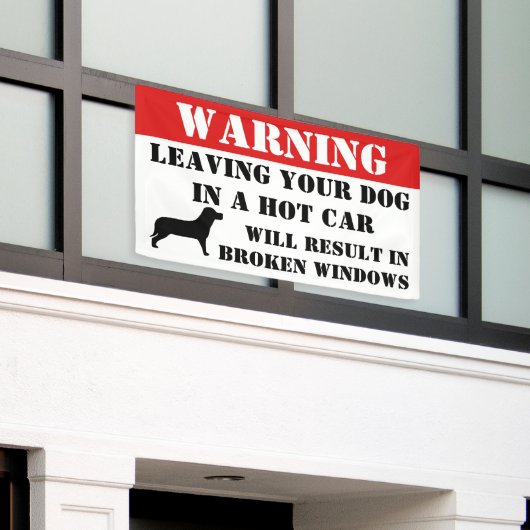 Het waarschuwen het verlaten van Dog in autoVenste Spandoek (Buitenkant Gebouw)