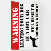 Het waarschuwen het verlaten van Dog in autoVenste Spandoek (Verticaal)