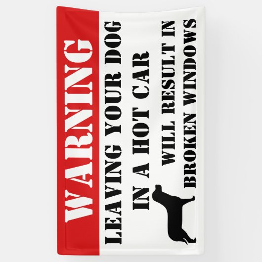 Het waarschuwen het verlaten van Dog in autoVenste Spandoek (Verticaal)