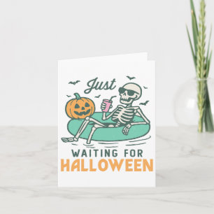 Het wachten is op Halloween Funny Skeleton Spooky Kaart