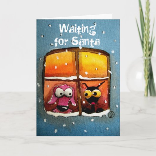 Het wachten op Kerstman Feestdagen Kaart (Voorkant)