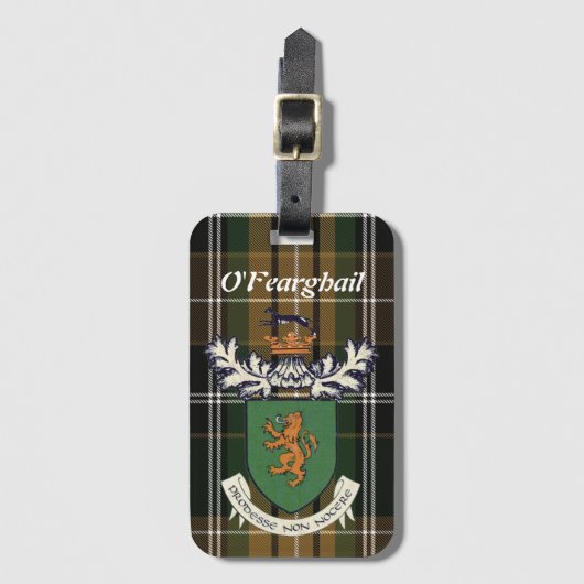 Het wapen van Farrell Clan van Ierland & tartan Bagagelabel (Voorkant (verticaal))