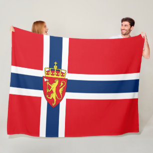 Het wapen van Noorwegen op de vlag van Noorwegen,  Fleece Deken