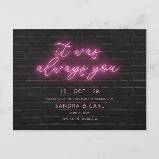 Het was altijd u Neon sparen de Uitnodiging van de (Voorkant)