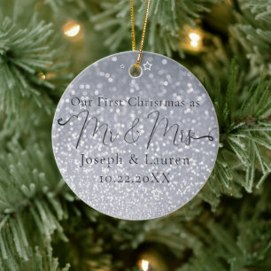 Het was de eerste kerstvrouw die Mr. en Mrs. trouw Keramisch Ornament
