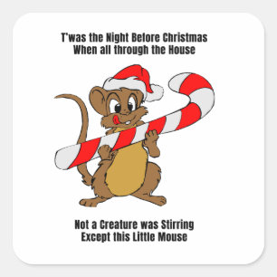 Het was de Nacht voor Kerstmis Muis Vierkante Sticker