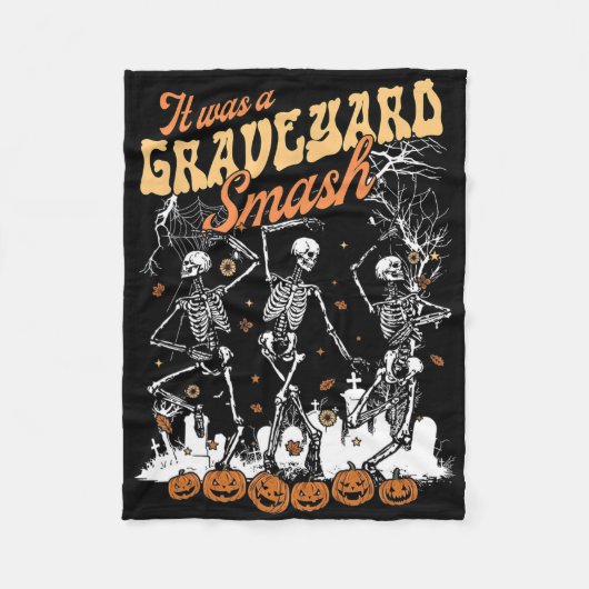 Het was een Graveyard Smash Skeleton Spooky Season Fleece Deken (Voorkant)