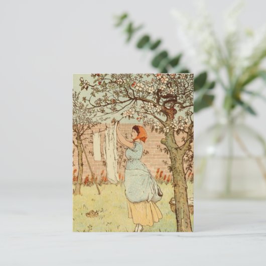 Het wasgoed uitzetten briefkaart (Staand voorkant)