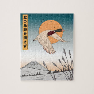 Het water blijft stil nadat een vogel is opgevloge legpuzzel