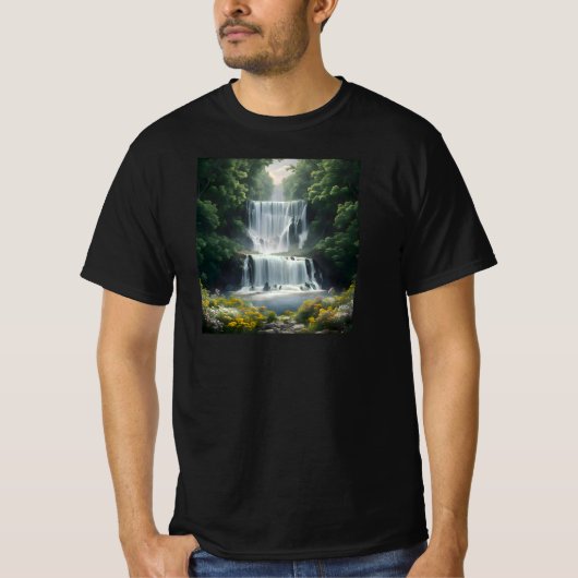 Het waterval landschap t-shirt (Voorkant)
