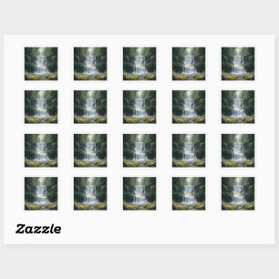 Het waterval landschap vierkante sticker