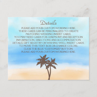 Het Waterverf Beach Wedding Collectie Informatiekaartje