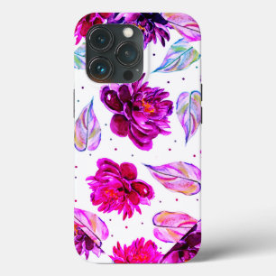 Het waterverf-Hoesje-Mate van de heftige Floral iP iPhone 13 Pro Hoesje