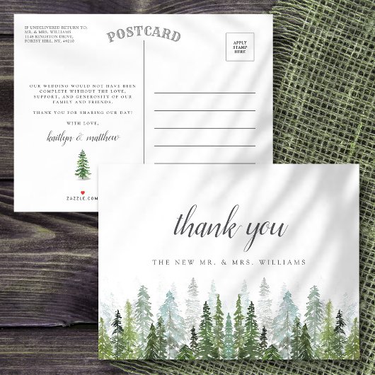 Het Waterverf Pine Tree Forest Wedding Collectie Aankondigingskaart