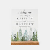 Het Waterverf Pine Tree Forest Wedding Collectie Acryl Bord (Voorkant)