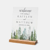 Het Waterverf Pine Tree Forest Wedding Collectie Acryl Bord (Hoek)