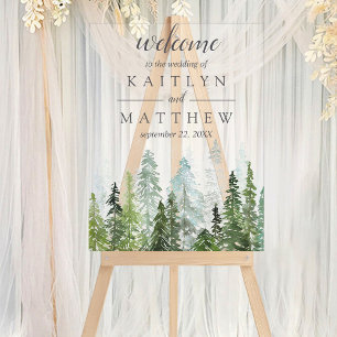 Het Waterverf Pine Tree Forest Wedding Collectie Acryl Bord