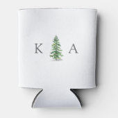 Het Waterverf Pine Tree Forest Wedding Collectie Blikjeskoeler (Voorkant)