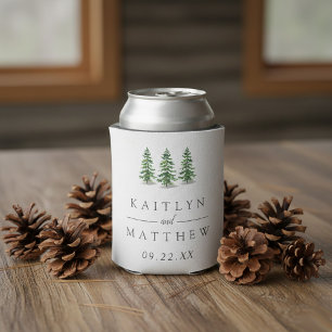 Het Waterverf Pine Tree Forest Wedding Collectie Blikjeskoeler