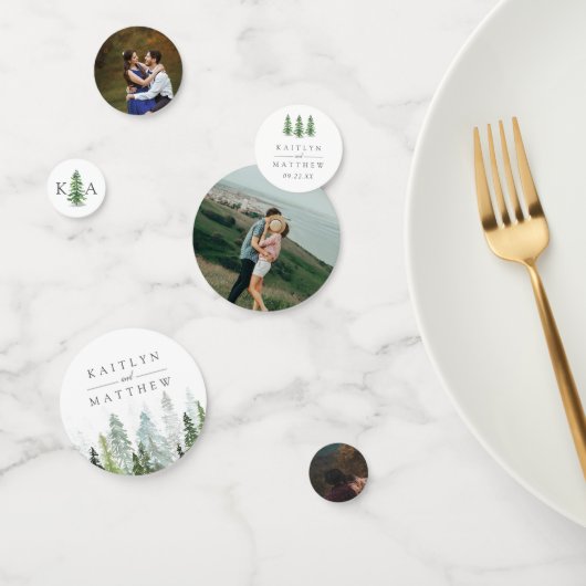 Het Waterverf Pine Tree Forest Wedding Collectie Confetti (Groep)