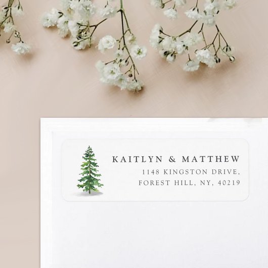 Het Waterverf Pine Tree Forest Wedding Collectie Etiket