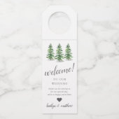 Het Waterverf Pine Tree Forest Wedding Collectie Flessenhanger (Voorkant)