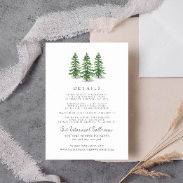 Het Waterverf Pine Tree Forest Wedding Collectie Informatiekaartje