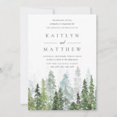 Het Waterverf Pine Tree Forest Wedding Collectie Kaart (Voorkant)