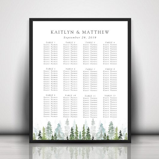 Het Waterverf Pine Tree Forest Wedding Collectie Poster