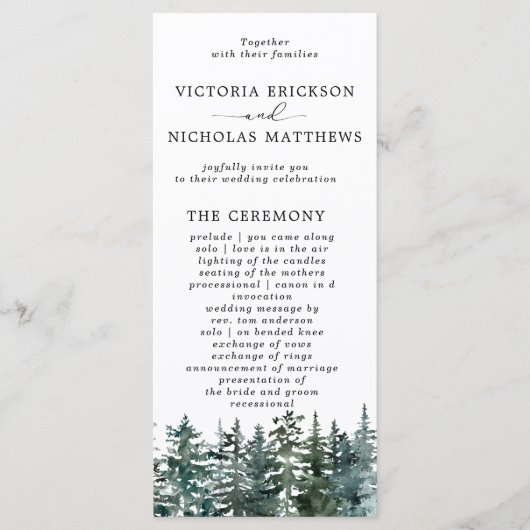 Het Waterverf Pine Tree Forest Wedding Collectie Programma (Voorkant)