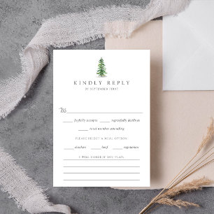 Het Waterverf Pine Tree Forest Wedding Collectie RSVP Kaartje