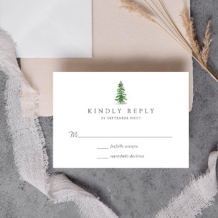Het Waterverf Pine Tree Forest Wedding Collectie RSVP Kaartje